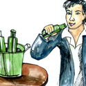 喝啤酒 drink beer