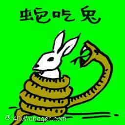 蛇吃兔 snake strangled a rabbit